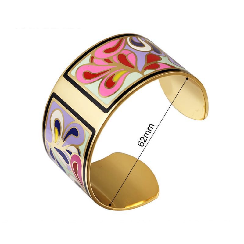 Copper Opening Color Enamel Love Bangle Bracelets - Image 3