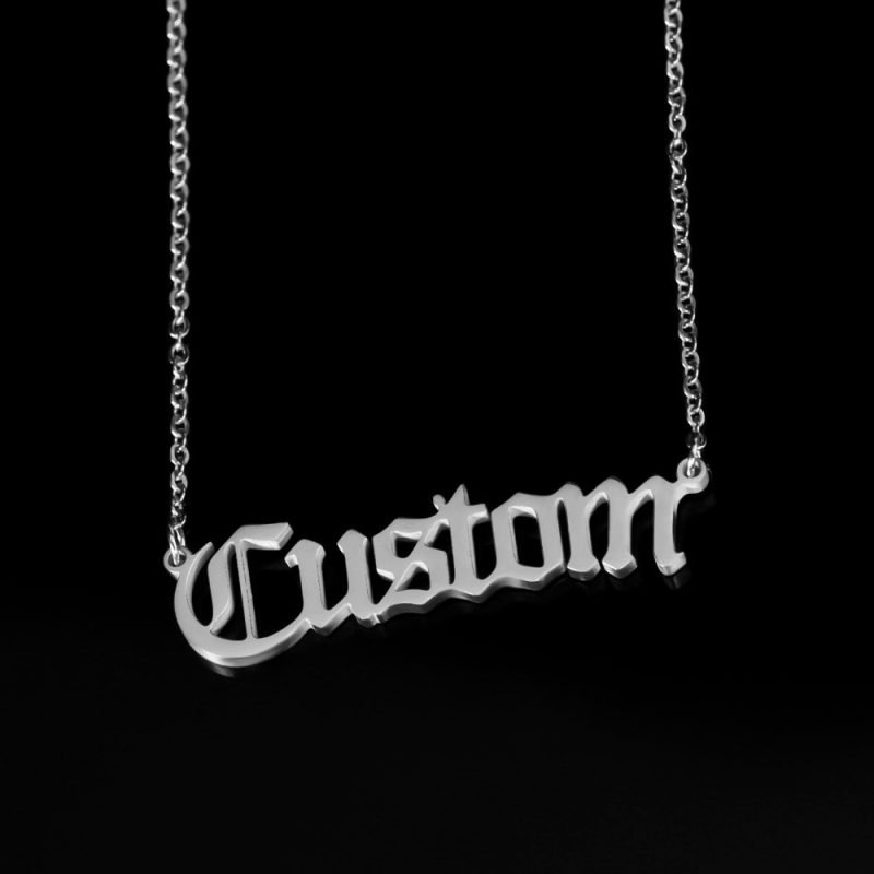 Personalized Antique English Personalized Name Necklaces For Women Gold Silver Color Stainless Steel Chain Pendant Necklace Jewelry - Image 3