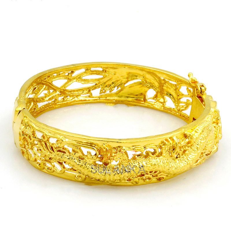 Gold-Plated Hollow Dragon And Phoenix Bracelets Bridal Wedding Jewelry Products Sand Gold-Plated Bracelets Will Not Fade For A Long Time - Image 4