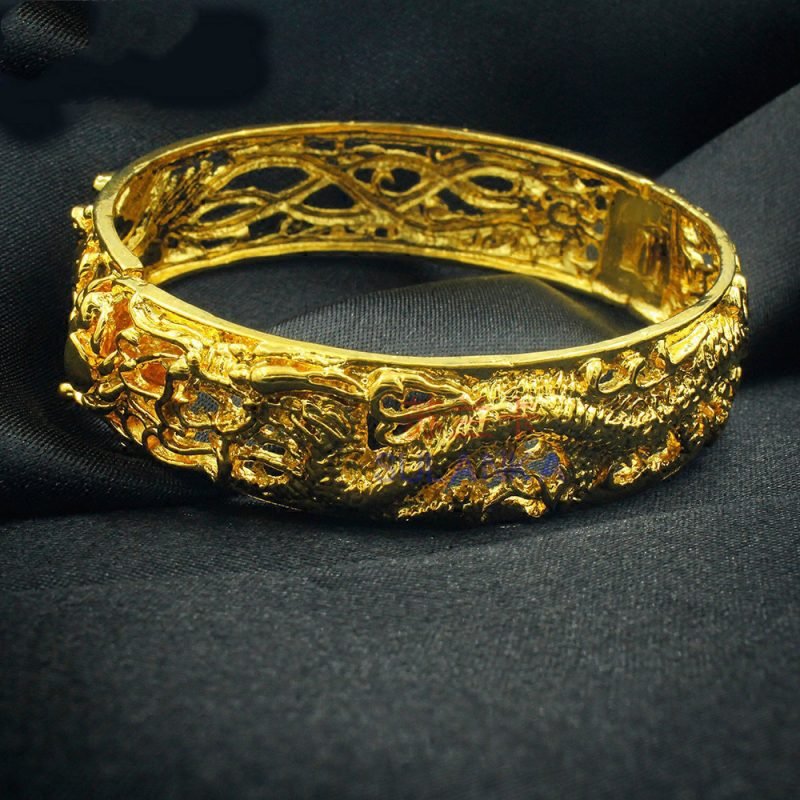 Gold-Plated Hollow Dragon And Phoenix Bracelets Bridal Wedding Jewelry Products Sand Gold-Plated Bracelets Will Not Fade For A Long Time - Image 3