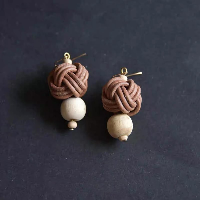 Pure Handmade Cowhide Braided Classic Earrings - Image 3