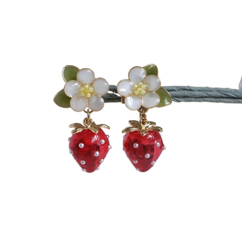 Handmade Cute Strawberry Japanese Jewelry Earrings - Image 5