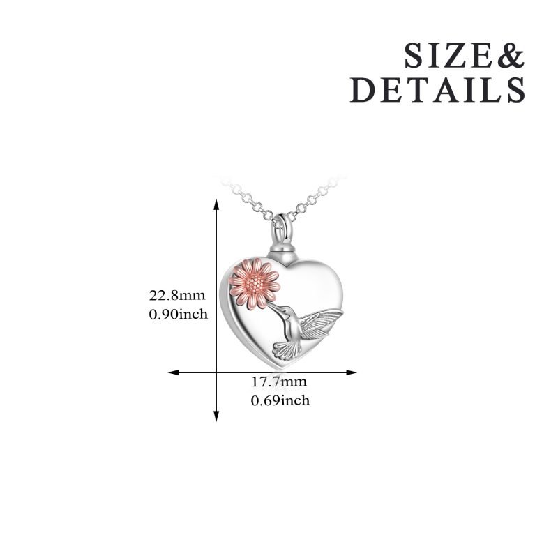 Hummingbird Urn Necklaces for Ashes Sterling Silver Heart Sunflower Cremation Memory Jewelry for Women Men - Image 2