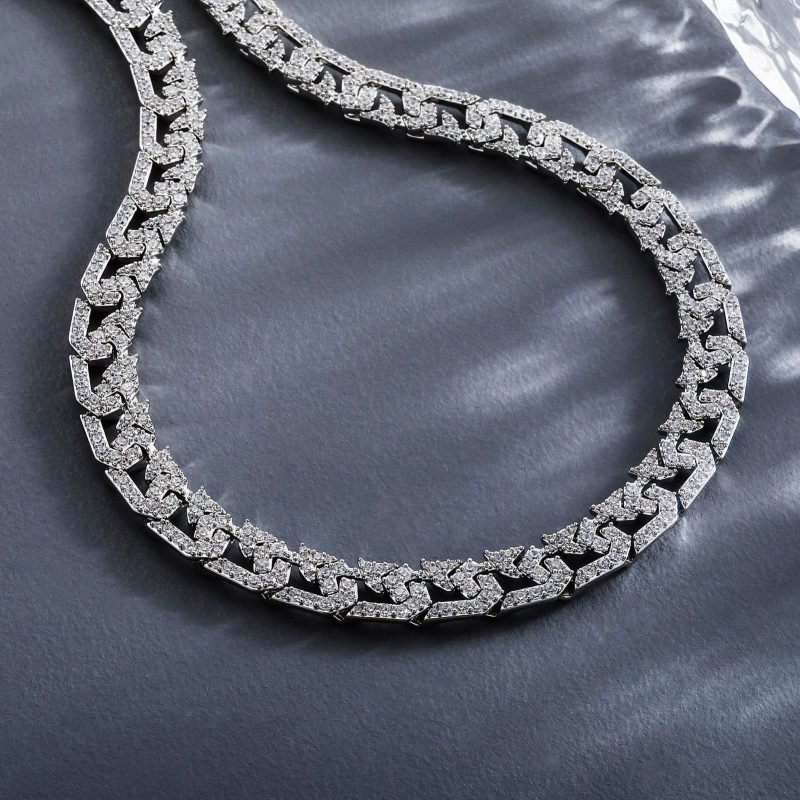 10mm Full Diamond Cuban Link Chain Hip Hop Necklaces - Image 2